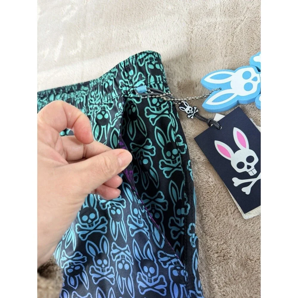 Psycho Bunny Swim Trunks Men’s XXXL Multicolor Bunny Print Longer Length NWT